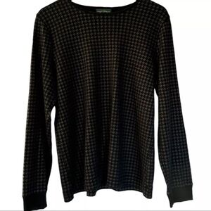 Lauren Ralph Lauren Women's Top HOUNDSTOOTH Long Sleeve Elbow Patch XL